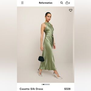 Reformation Silk Green Dress